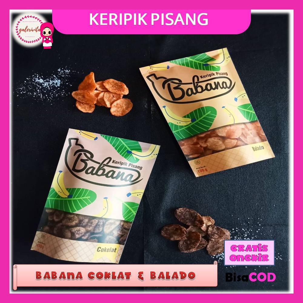 

Keripik Pisang Babana / Keripik Pisang Gurih Renyah Rasa Cokelat Balado 100 Gram Free Bubble Wrap