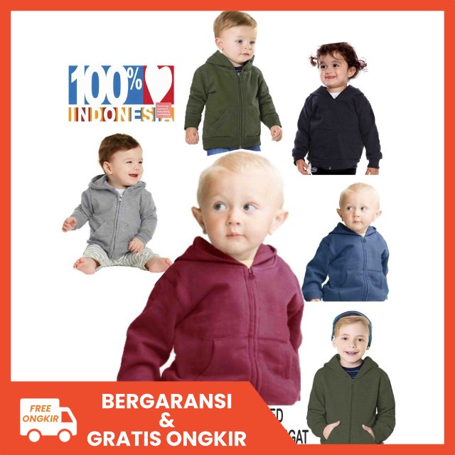 Jaket Anak Laki Laki dan Perempuan terbaru bahan flecee Polos umur 6 bulan sampai 6 tahun Murah