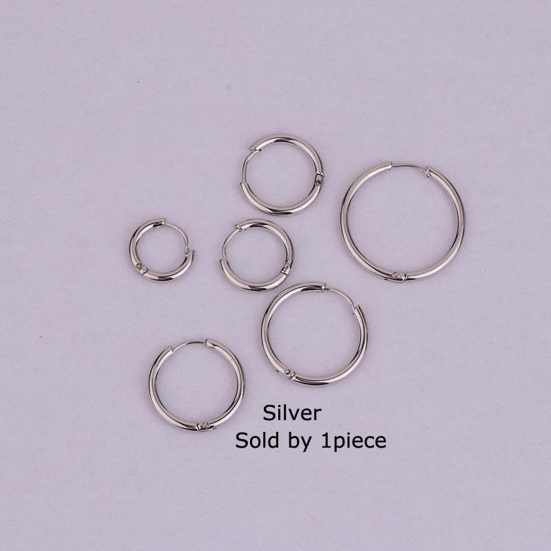 1piece Stainless Steel 6-18mm Hoop Earring Clicker Lobe cartilage tragus piercing Hip Hop Style Unisex