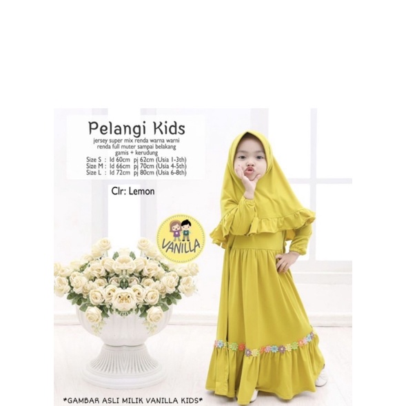 GAMIS ANAK ANNUR/RENDA PELANGI+jilbab JERSY 3-6thn