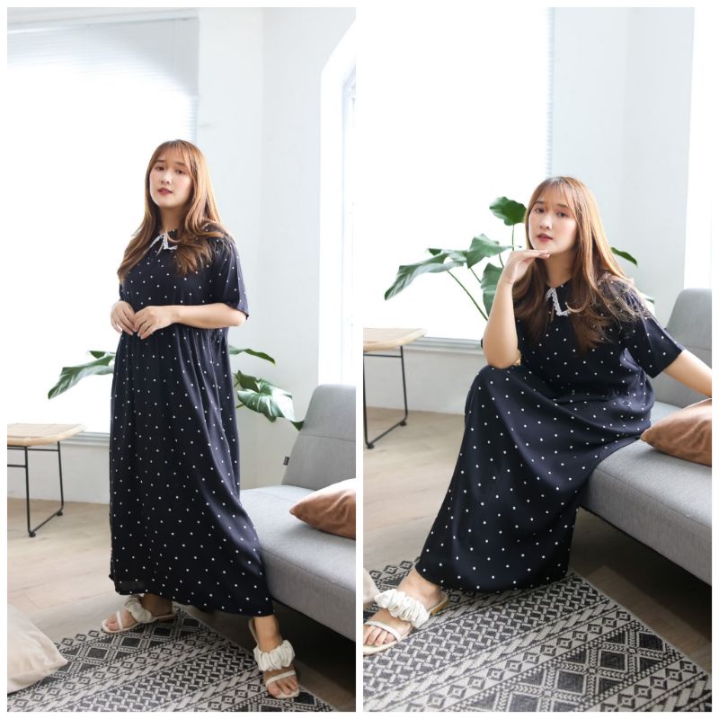 Daster ANDIN/Daster KOREA/Daster kerah renda/Dress korea/homedress korea/daster busui/daster rayon-Laquitta