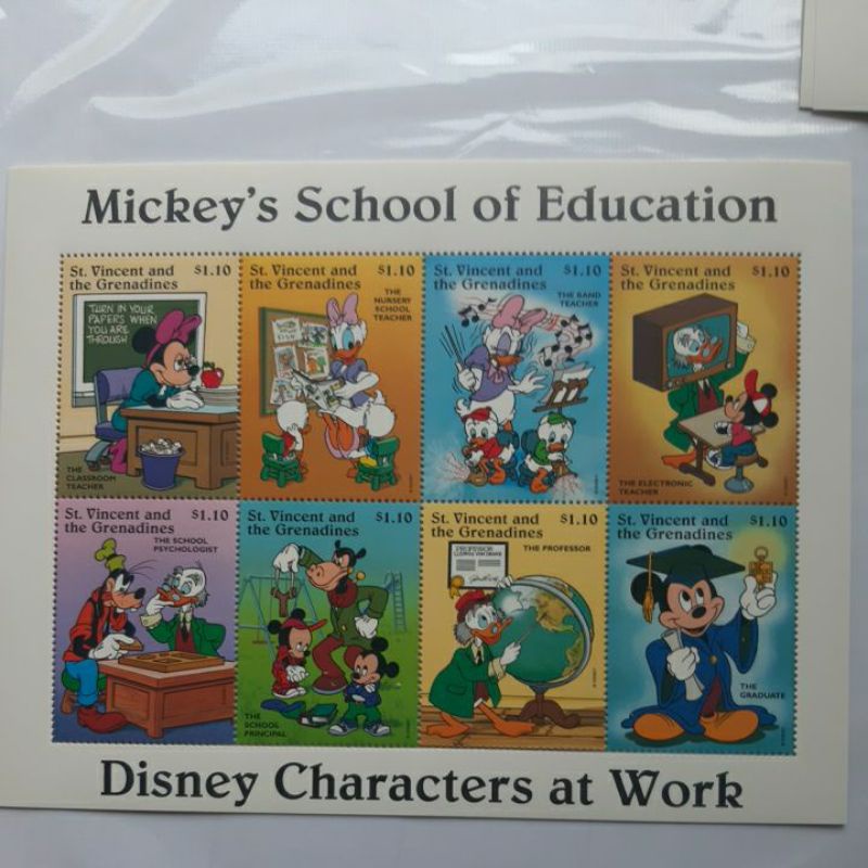 

Perangko Disney St Vincent Mickey School of education sheet 8 prangko