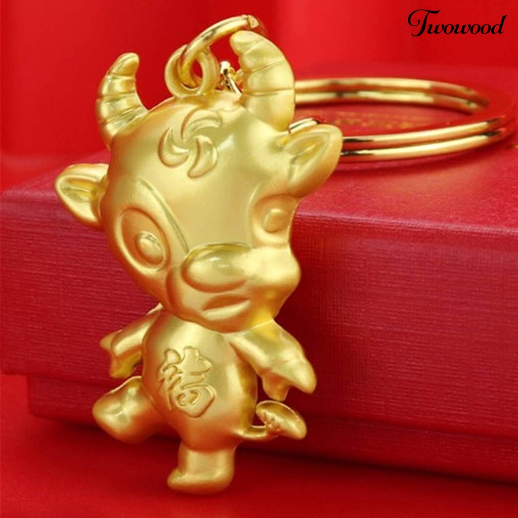 Twowood Gantungan Kunci Bentuk Sapi Warna Emas Untuk Hadiah