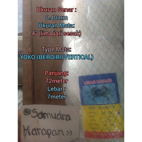 Jaring IKAN 0.40  MS 4" 70x80 YOKO