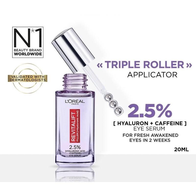 L'OREAL TRIPLE ROLLER 2.5% HYALURON + CAFFEINE EYE SERUM