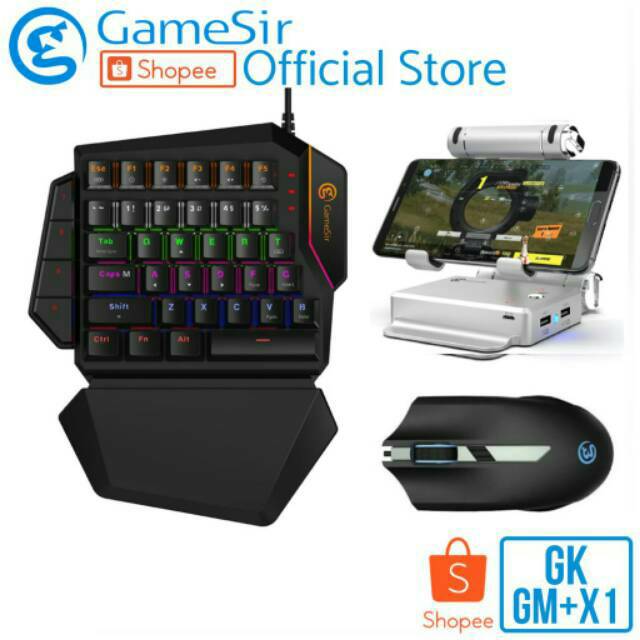 Paket GameSir GK100 + X1 + GM100 - Keyboard Single/One Hand & BattleDock & Mouse Gaming