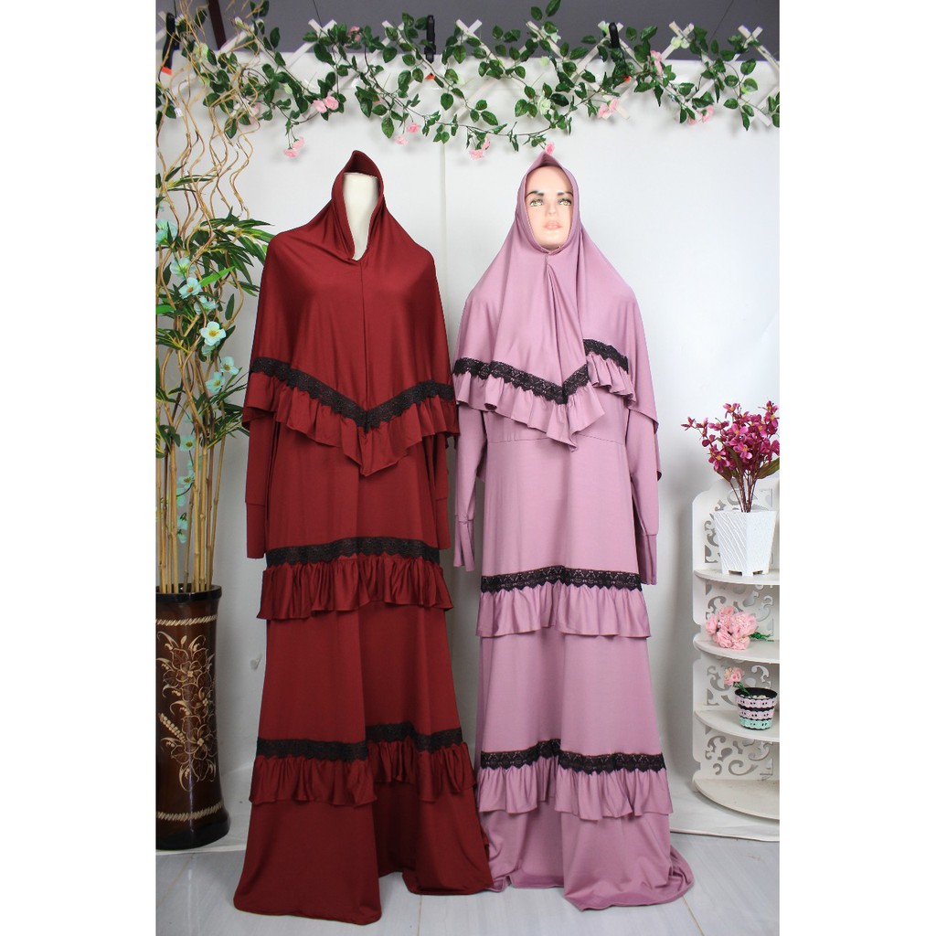 Gamis Jersey set khimar yusriah saifanah adem baju wanita muslim remaja sederhana simple