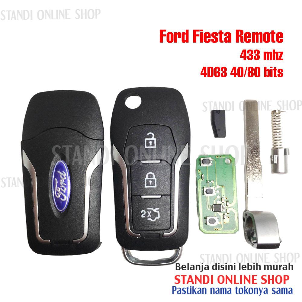 Remote Set Kunci Lipat Flip Key Baru PCB Mobil Ford Fiesta 433Mhz