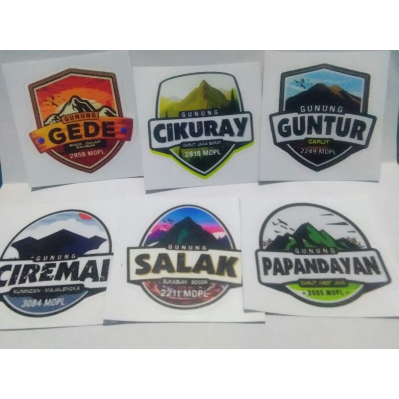 

PAKET 6PCS STIKER GUNUNG JAWA BARAT/STIKER VINYL GUNUNG INDONESIA
