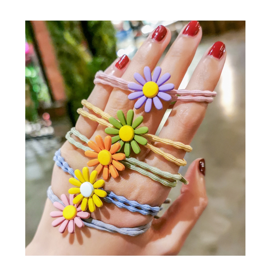 Multicolor Elastic Hair Bands Daisy Flower Cute Tie Rubber Band Hair Accessories