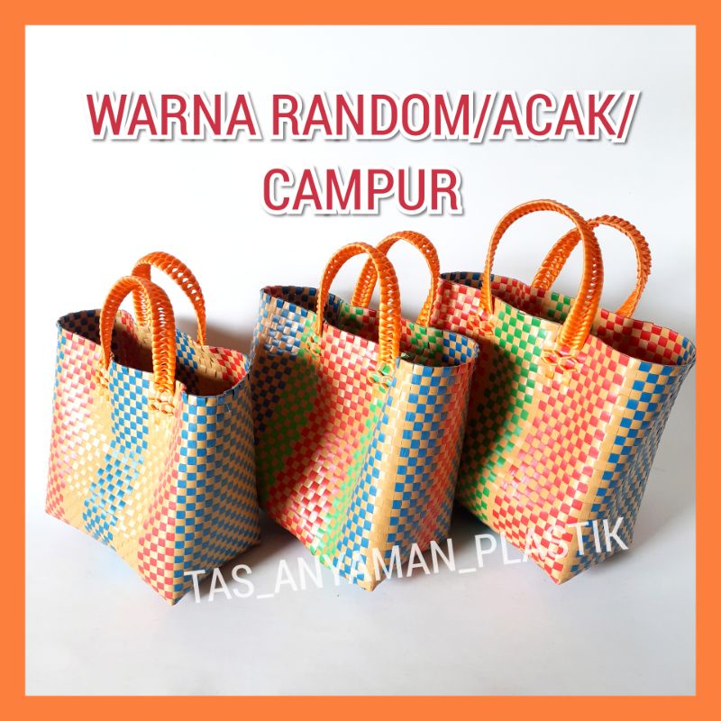 READY  Tas Anyaman Souvenir Belanja Custom Anyam Plastik Tas Hajatan Parcel Lebaran [Kirim Jatim]