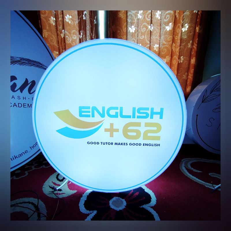 Custom Lampu Neon Box Acrylic 1 Sisi 2 Sisi Ukuran 60 Cm Plakat Papan Nama Tempat Usaha Box Lampu Me