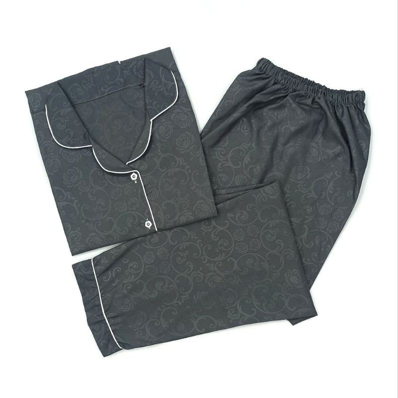 Baju Tidur Wanita / Piyama Wanita Tie Dye Set Motif Kekinian-Emboss Grey