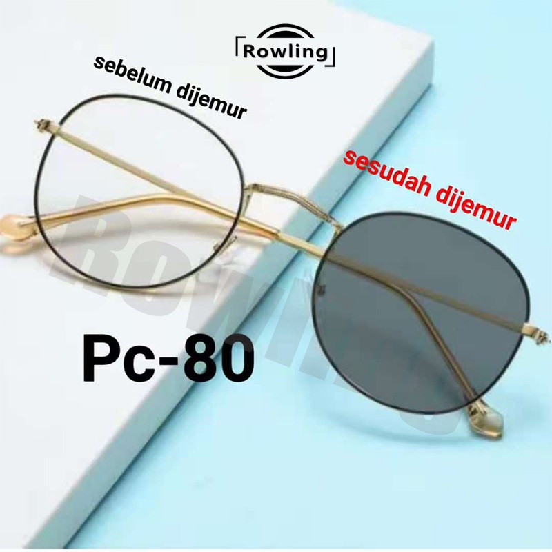 rowling(pc-62_pc-80)2 In 1 Kacamata lensa photocromic anti radiasi wanita pria kacamata bingkai Titanium perubahan warna fotocromic New