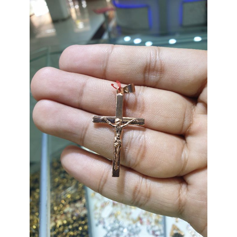 liontin emas 750 rosegold model Salib