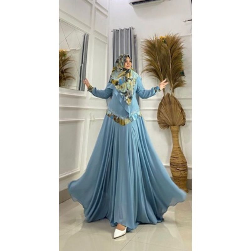 REALPICT COD GAMIS SYARI KODE 104 TERBARU GAMIS SET KHIMAR / HIJAB LD 110 PB 140 BAGIAN BAWAH SUPER 
