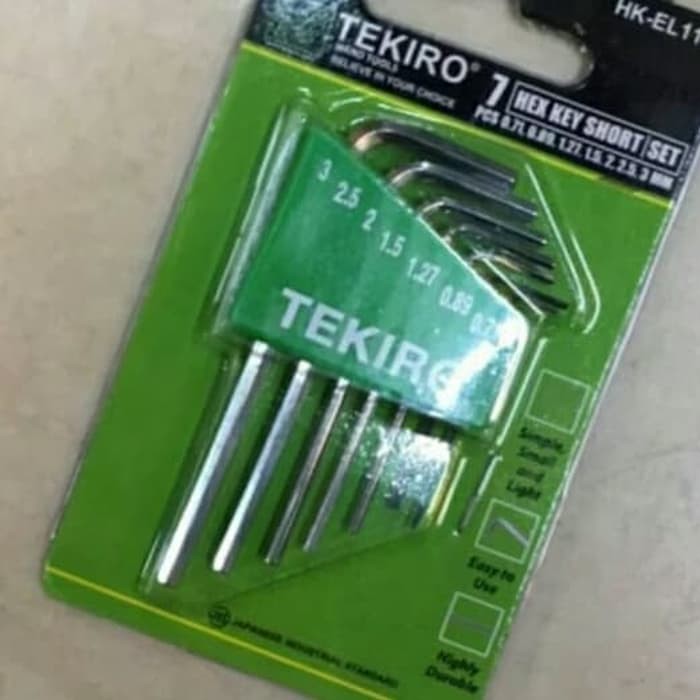 tekiro kunci L set pendek 7 pcs 0.71mm