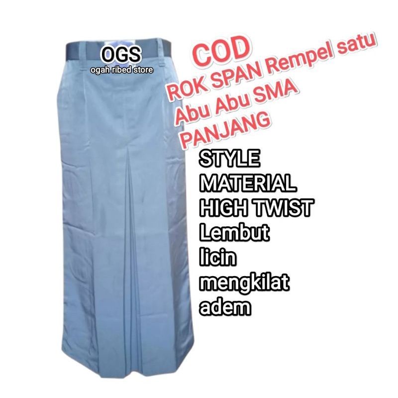 Seragam Sekolah ROK SPAN ABU SMA Rempel 1 tanpa karet pinggang#rok span SMP SMA#rok span sekolah SMP