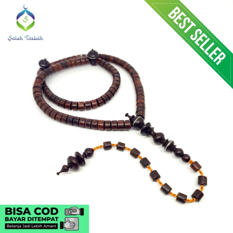 Tasbih Galih Asem Motif Tabung Pipih Size 5mm x 8mm_Model Kepala Super