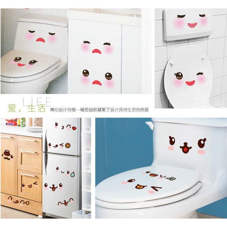 ❤ IJN ❤ STICKER CLOSET DUDUK STIKER TOILET LUCU CUTE SMILE 30x60 DEKORASI KAMAR MANDI STIKER TRANSPARAN WALL STICKER