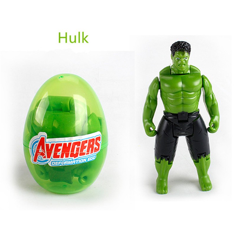 1pc Mainan Telur Deformation Marvel Iron Man Thor Hulk Captain America Avengers