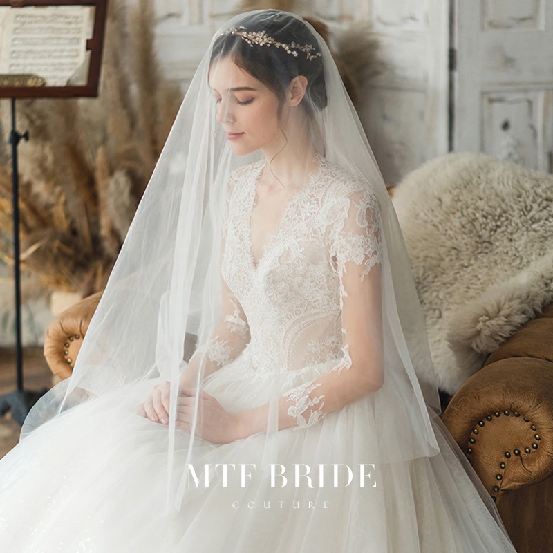 ┅[Bulu Putih] gaun pengantin 2021 baru pengantin hutan super peri mimpi mewah mewah gaun pengantin m