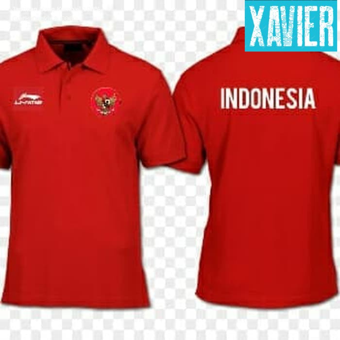 Kaos Polo Shirt Tshirt Baju Kerah Distro Lining burung GARUDA Indonesia Home Merah Timnas polos cust