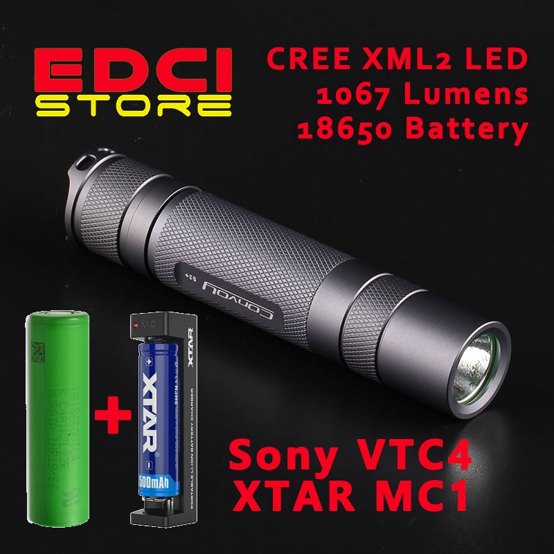 Senter Convoy S2+ XML2 1067 Lumens AMC 7135x8 - Grey (Abu-abu)