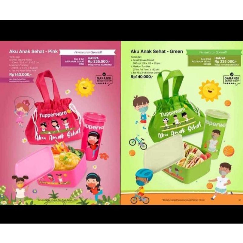 Tupperware Tempat bekal anak sehat 1 set