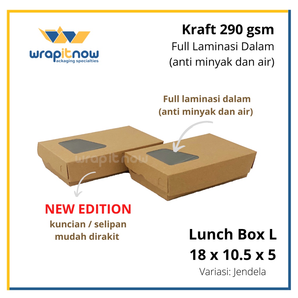 Jual Lunch Box Kraft L X X Laminasi Jendela Dus Makan Dus Nasi Box Kraft Shopee