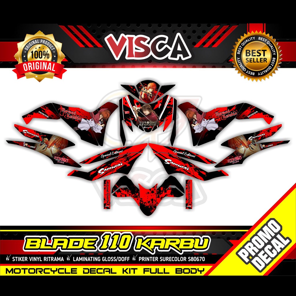 Decal Blade 110 Old Full Body Stiker Motor Blade 110 Full Body Striping Blade 110 Variasi Samurai