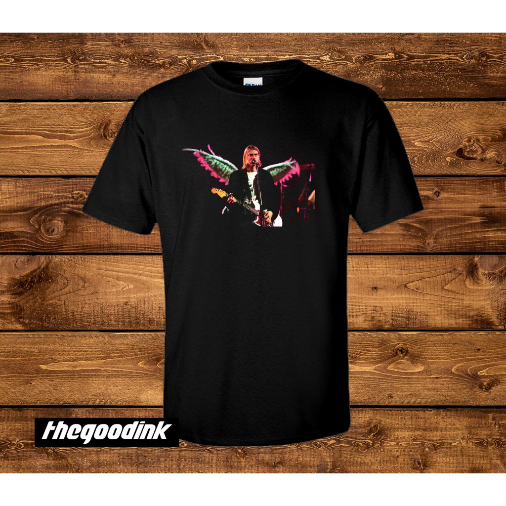 Kaos Nirvana - Kurt Cobain Singing Hitam - Original Gildan T-shirt