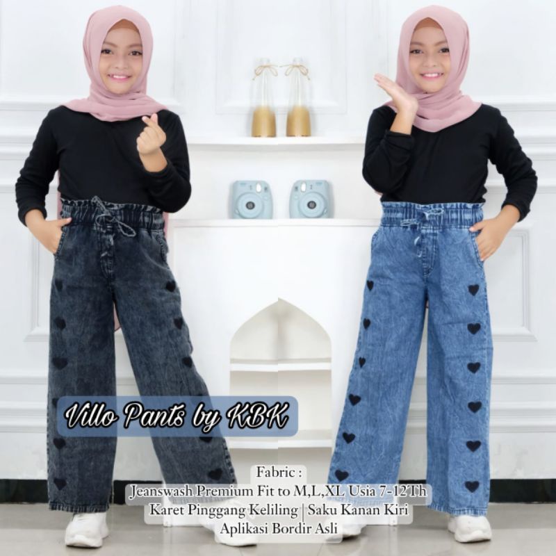 KULOT PANJANG ANAK PEREMPUAN//CELANA JEANS BORDIR USIA 7 SAMPAI 12TAHUN