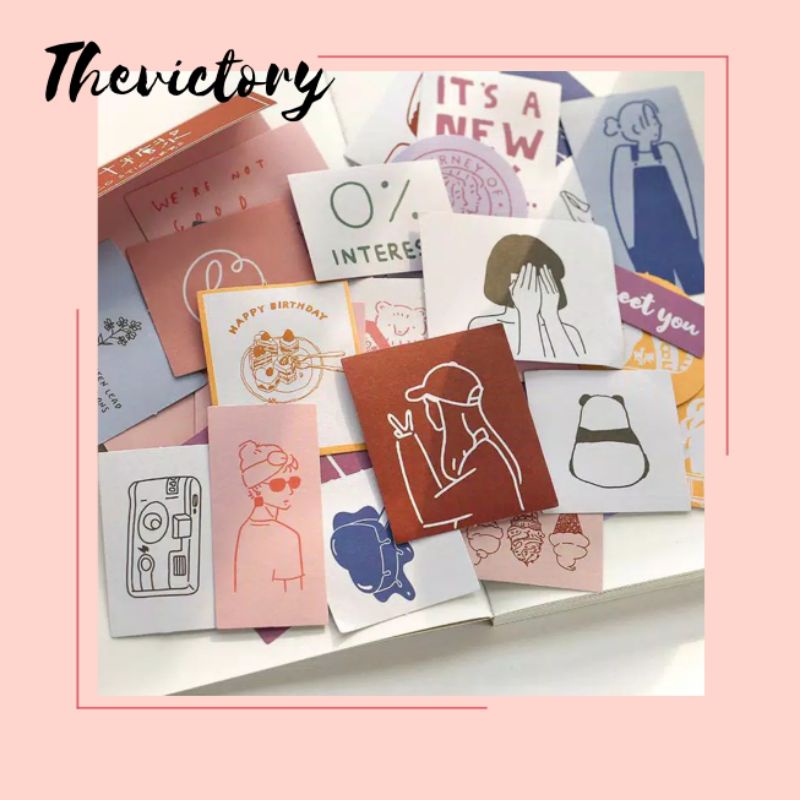 

[THEVICTORY] 60Pcs AESTHETIC LIFE Paper Sticker DIY Scrapbook Diary Sticker Jurnal