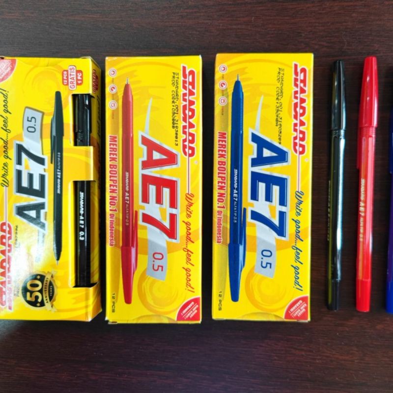

PULPEN STANDART AE7 ORIGINAL ( HITAM, BIRU, MERAH)