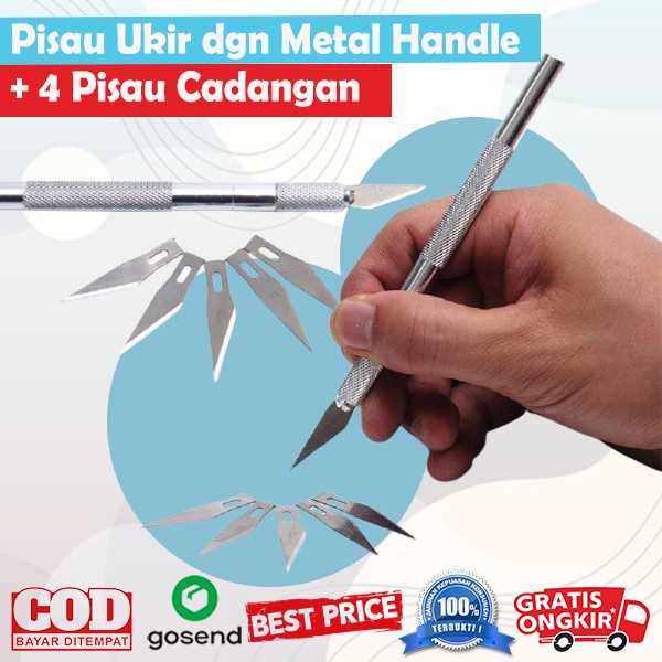 

Pisau Ukir Kerajinan Kertas Kayu 4 Pisau Cadangan Metal Handled
