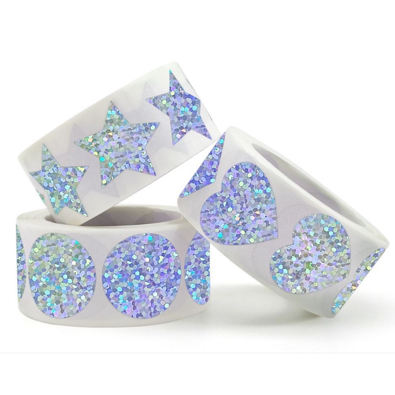 

Stiker Label Glitter Dekoratif DIY Sticker Colorfull Pelangi Decorative (1 Roll / 500 pcs)