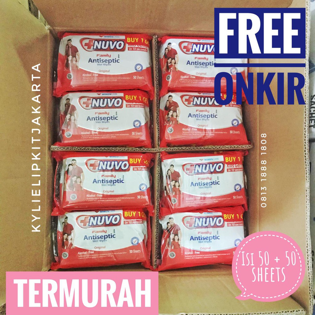 [BUY 1 GET 1] Tisu Basah NUVO Family Antiseptic Wet Wipes 50 sheets Tissue Beli 1 GRATIS 1 Tisue Anti septik Tissu Antiseptik Anti Bakteri antibacterial