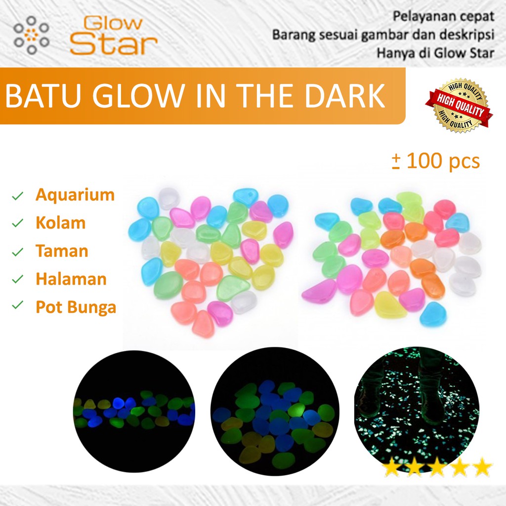Batu Hias Dekorasi Glow in The Dark Garden Stone 100 PCS - HC0043 - Multi-Color