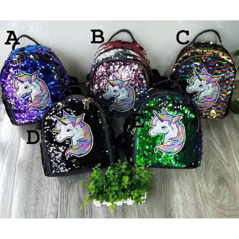 Tas Ransel Anak Kecil Karakter Unicorn Tas Punggung Bahu Sekolah Blink Sequin Anak Kecil Cewek Girls