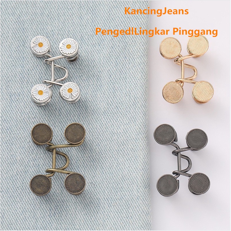 Kancing celana pengecil pinggang jeans longgar kebesaran model kait cantolan cetet button  lepas pasang bahan logamsnap jepret pengait