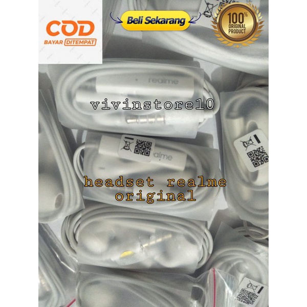 Headset Original Realme Sesuai bawaan HP Suara Bagus Ngebass Stereo Headset Realme C51 C53 Earphone 