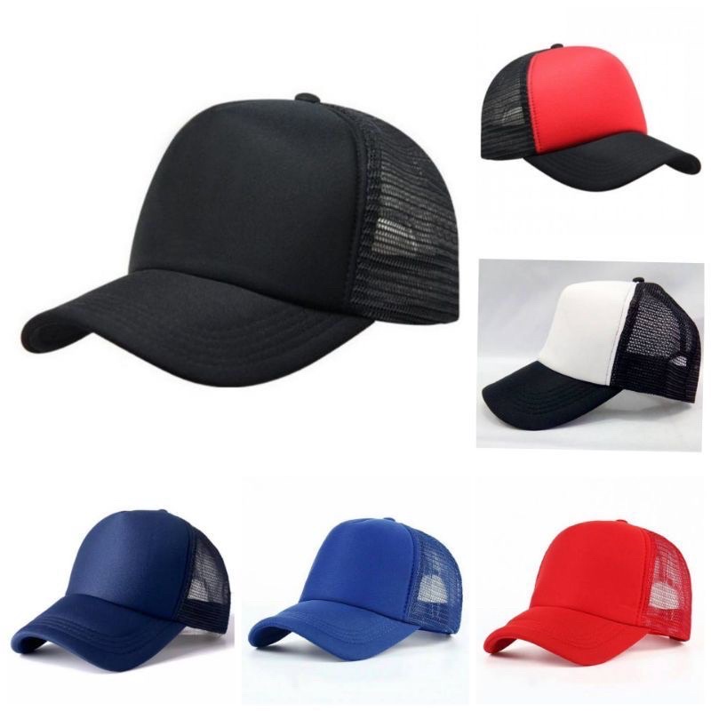 TOPI TRUCKER JALA JARING HITAM POLOS MURAH