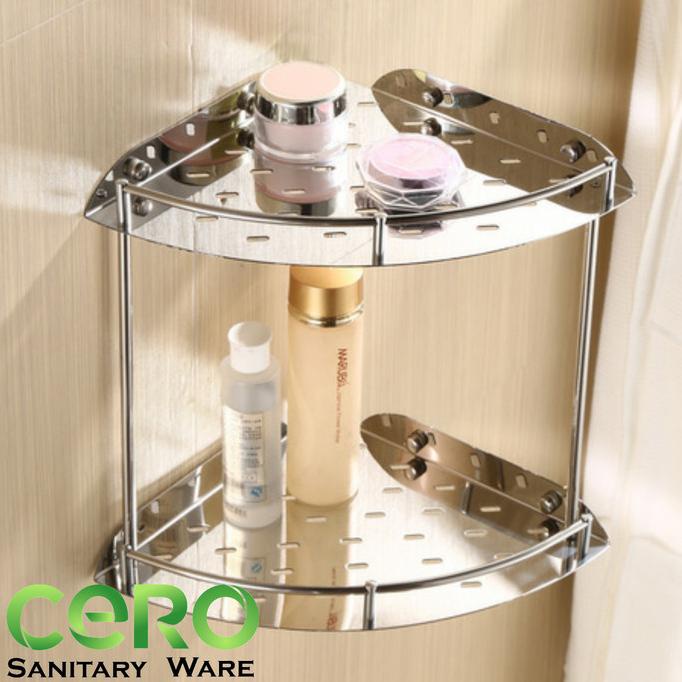 Rak Sudut / Rak Stainless / Tempat Sabun Dan Sampo 2 Susun