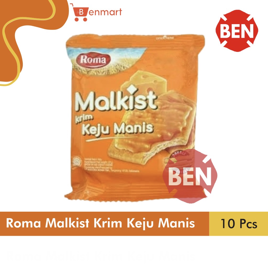 

Roma Malkist KRIM KEJU MANIS 1 Renceng 10 Sachet Pcs Double Cheese