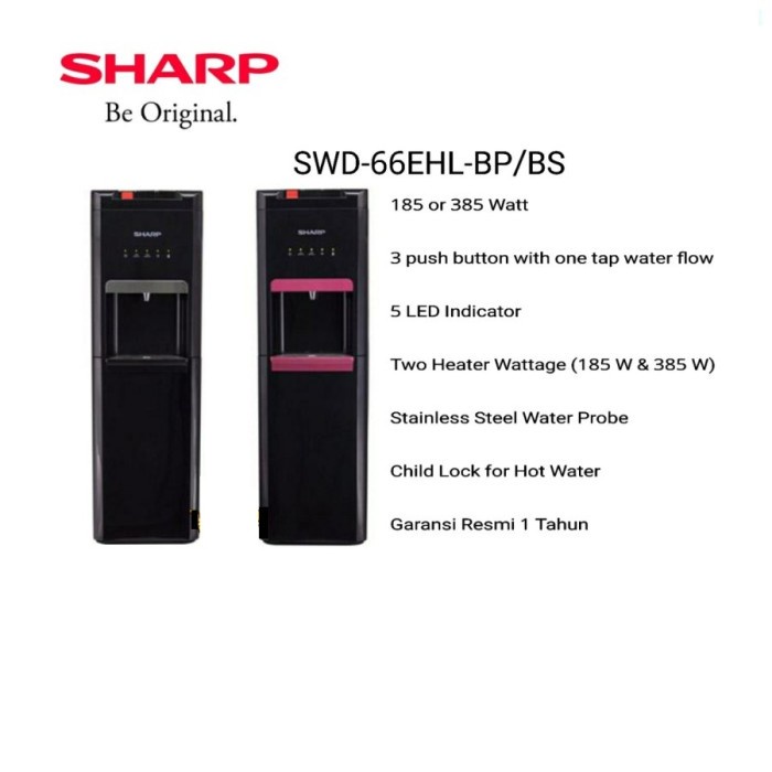 11.11 sharp dispenser galon bawah low watt stainless stell