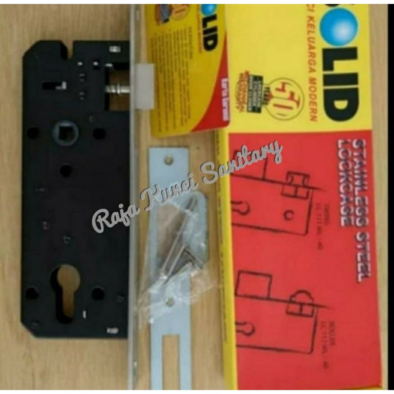 Paket Lengkap Handle Pintu Solid HRE 61.41 Matt Black+Lockcase+Cylinder Solid Hitam