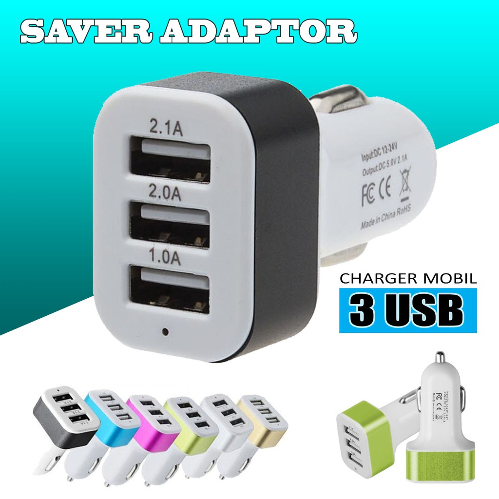 SAVER ADAPTOR 3 USB CHARGER MOBIL