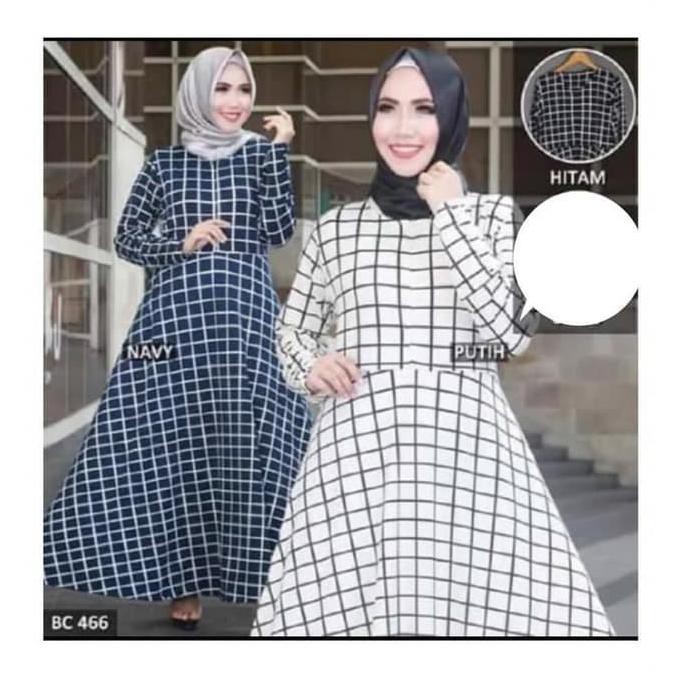 TERMURAH Fedora Fashion Konveksi Gamis Tartan Monalisa Maxy Square Kotak #657 - Hitam