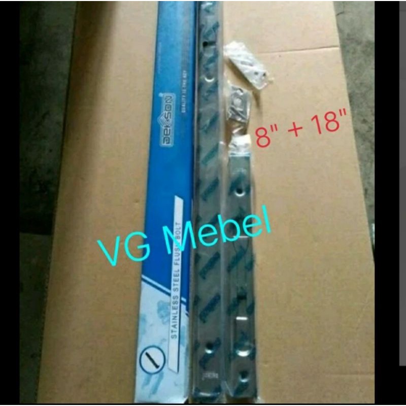 Grendel Tanam  - Slot Selot Pintu Kupu Tarung 8" + 18" Stainless Steel Merk DEKSON